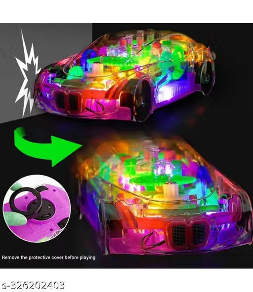 3D Transparent Car with 360 Degree Rotation Gear Simulation Mechanical Car With Light & Sound