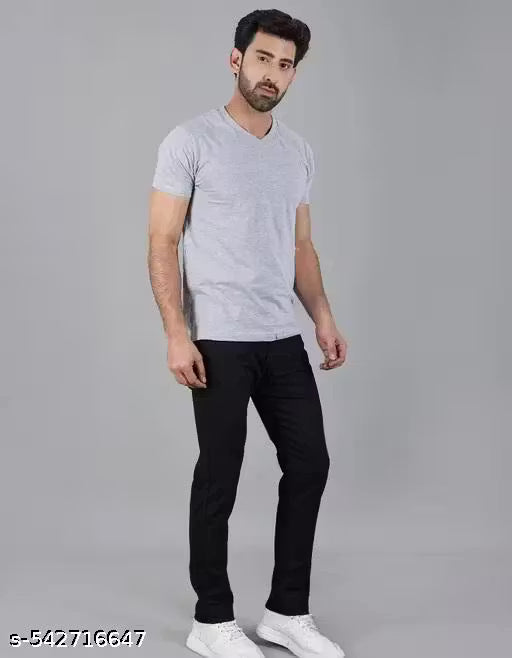 Black Plain Jeans for Men