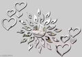 Sun with Love Heart Silver 2 SET (Sun Size 45 cm x 45 cm) mirror stickers for wall, acrylic mirror wall decor sticker.