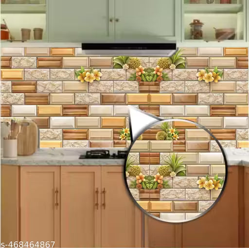 Self Adhesive Wallpaper Kitchen Wallpapers Kitchen Tile Wallpaper | Kitchen Wallpaper Rolls For Kitchen Decoration Wall Sticker for Kitchen Wallpaper for wall (40 X 200 CM)