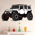 Artistic Decals Car Wall Sticker for Living Room, Bedroom, Kids Room, Big size sticker, 3D sticker, PVC vinyl wall sticker, Mountain jeeps, Racing car