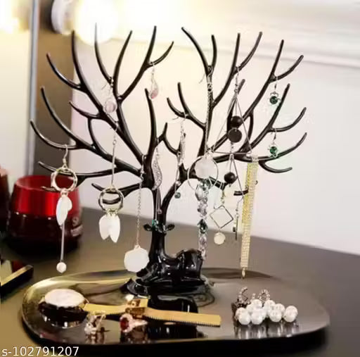 Oblivion Plastic Deer/Antlers Jewelry Holder Deer Tree | Creative Sika Deer Tree Tray Display Stand Holder (Multicolor / 1 Pc)