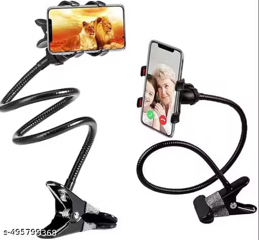 Metal 360 Degree Flexible Portable Foldable -Lazy Stand Bracket Cell Phone Holder/Gooseneck Long Arm Clip Mobile Stand for Table Mobile Stand for Bed Office