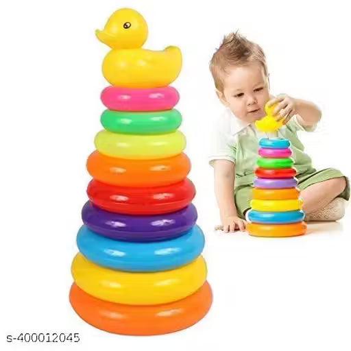 9 Ring Colorful Teddy Junior Rings with Smiley Stacking Play Set Toy for Kids 6 Month to 2 Year Baby's