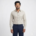 Shopia Men’s Slim Fit Geometric Micro-Print Cotton Blend Formal Shirt