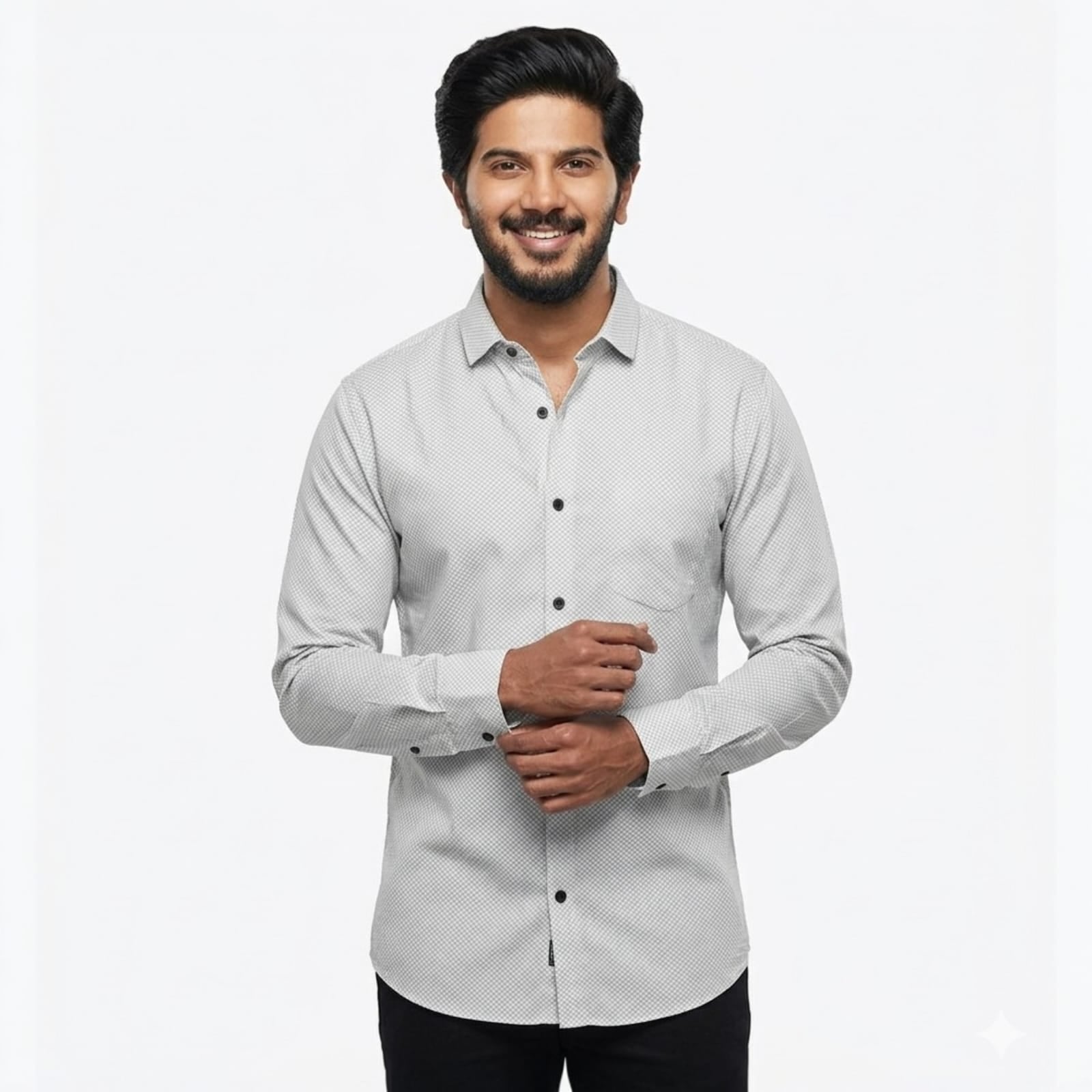 Shopia Men’s Premium Micro-Checkered Cotton Blend Slim Fit Formal & Casual Shirt