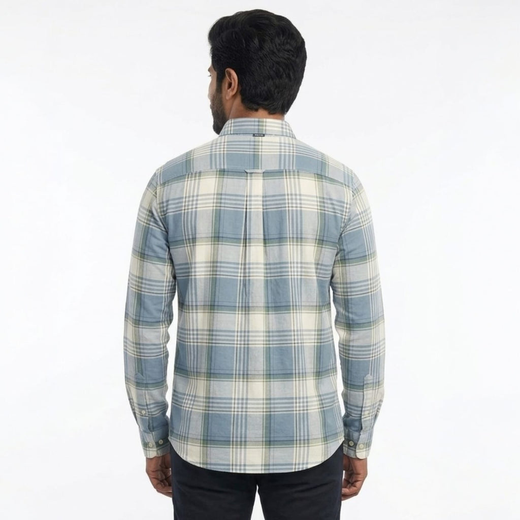 Shopia Horizon Blue Grid Shirt (Clean and professional)