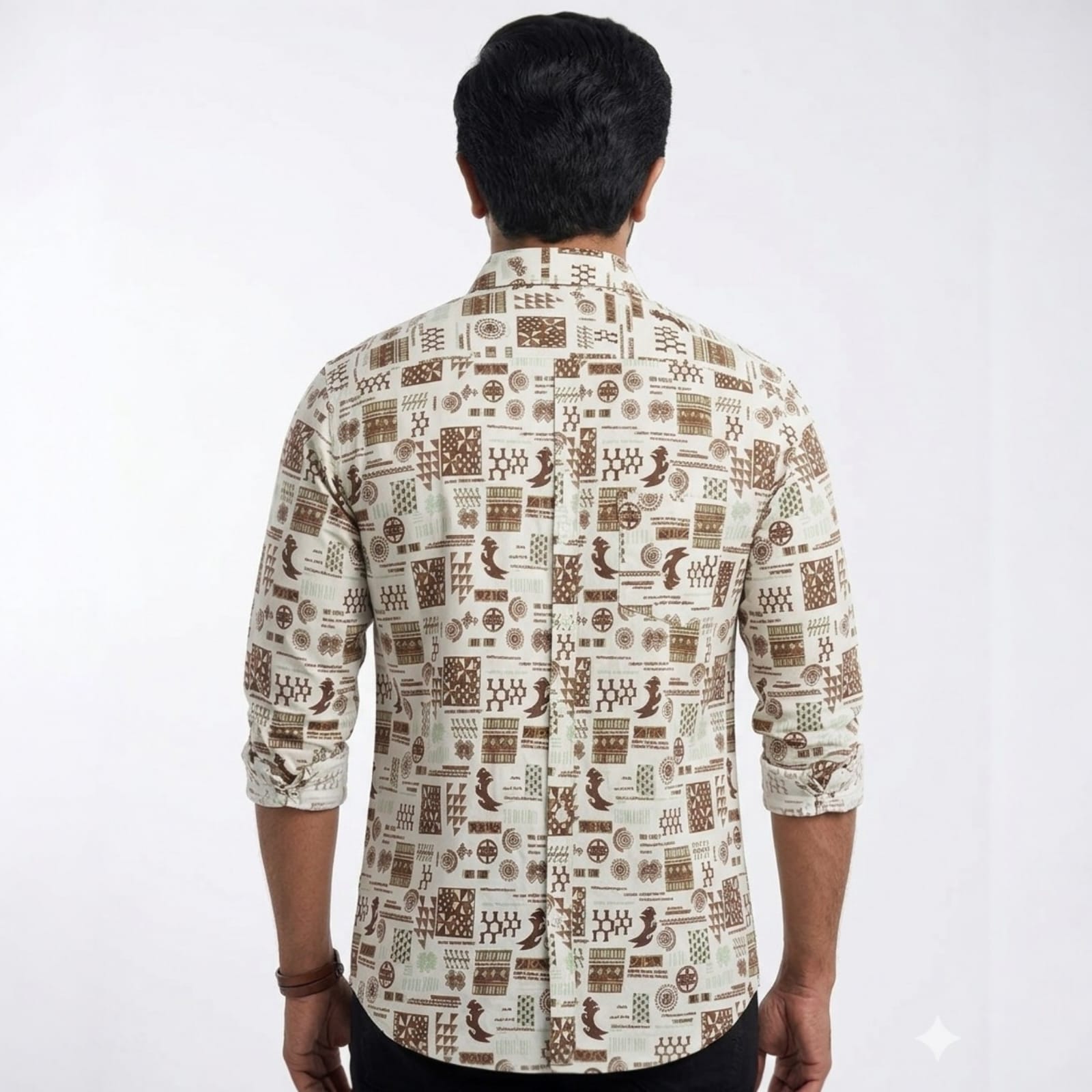 Shopia Men's Cotton Blend Fabric Button Down Full Sleeve Collar Neck Printed Shirt