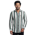 Shopia Men Relaxed Fit Spread Collar Vertical Stripped Casual Shirt