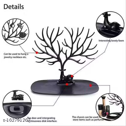 Oblivion Plastic Deer/Antlers Jewelry Holder Deer Tree | Creative Sika Deer Tree Tray Display Stand Holder (Multicolor / 1 Pc)