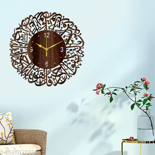 7Proxy_079-Wenge-30x30cm-Wall Clock Islamic Kalma For Home | Office And Gift For Home Decor Islamic Clock