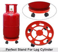Gas Cylinder Stand - Easily Movable LPG Cylinder Trolley with Wheels (Red)
