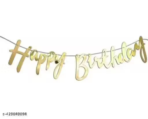 Golden Purple Balloon Happy Birthday Banner Decoration Kit With Pump (Set of 48)