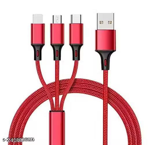 3.0A Fast Charger Cord, Multiple Charging Cable 4Ft/1.2m 3-in-1 USB Charge Cord with Phone/Type C/Micro USB for All Android and iOS Smartphones (Multicolor) (Pack of 1)