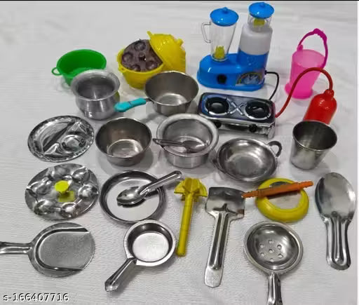 Miniature kitchen set kitchen set for girls Bhatukali Set Choppu jaman 30 pcs Staineless steel Best for kids toys