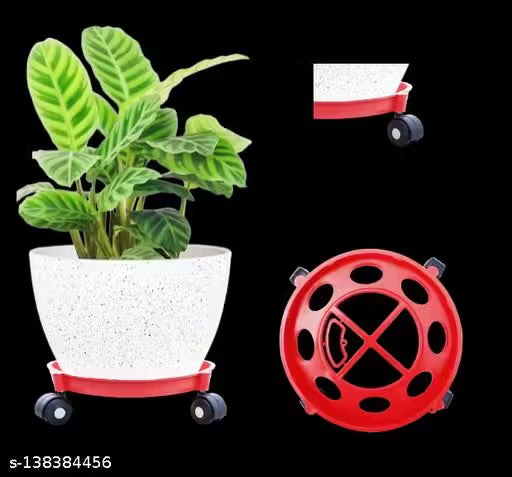 Gas Cylinder Stand - Easily Movable LPG Cylinder Trolley with Wheels (Red)