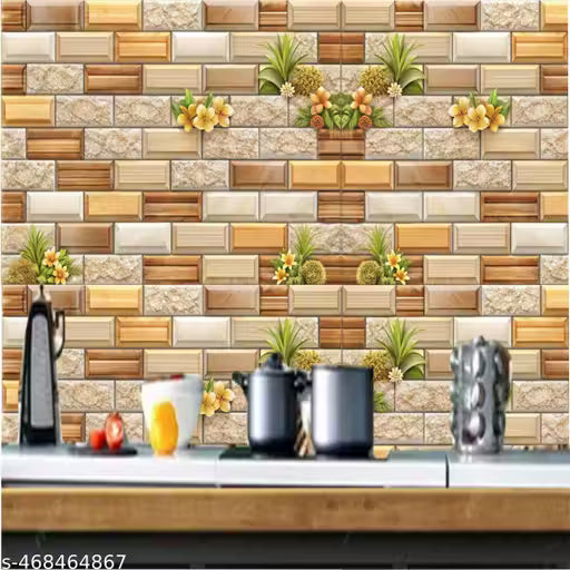 Self Adhesive Wallpaper Kitchen Wallpapers Kitchen Tile Wallpaper | Kitchen Wallpaper Rolls For Kitchen Decoration Wall Sticker for Kitchen Wallpaper for wall (40 X 200 CM)