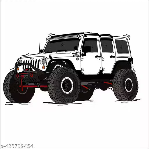 Artistic Decals Car Wall Sticker for Living Room, Bedroom, Kids Room, Big size sticker, 3D sticker, PVC vinyl wall sticker, Mountain jeeps, Racing car