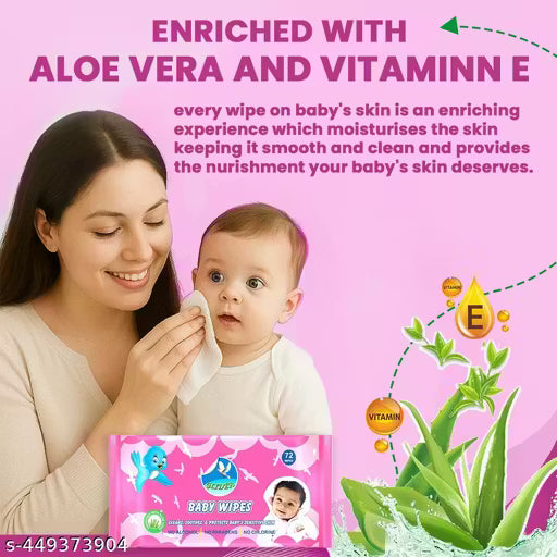 GLIDER Baby Wipes with Aloe Vera,Vitamin E & Mild Fragrance ( Pack of 3 (216 Wipes)