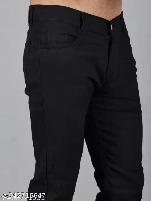 Black Plain Jeans for Men