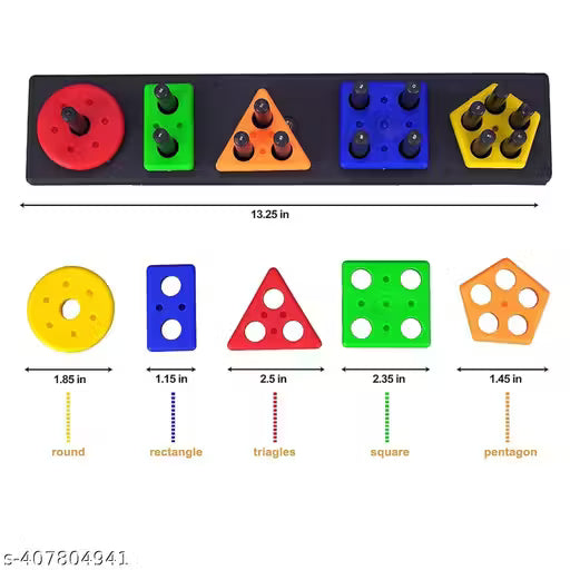Strobine® Smart Activity Fun and Learning Geometrics, Sorter, Color Choose Stacking Block Game for Kids (Geometric Board)
