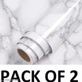 Self-Adhesive Wallpaper Waterproof Old Furniture Vinyl Stickers Wooden Door Wardrobe Desktop PVC Wall Papers(White Marble-PACK OF 2)