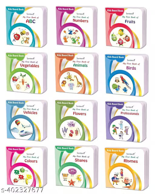Board Book For Kids Early Learning Toys Children Baby board Books Set For 1 Year Old to 6 Year Old , Set of 6 Books - Alphabets, Numbers,Fruits,vegetables. Best Board Books For Toddlers.
