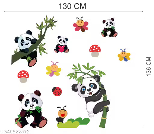 Beautiful Panda set Wall Sticker For Kids room ( 136 cm x 130 cm )