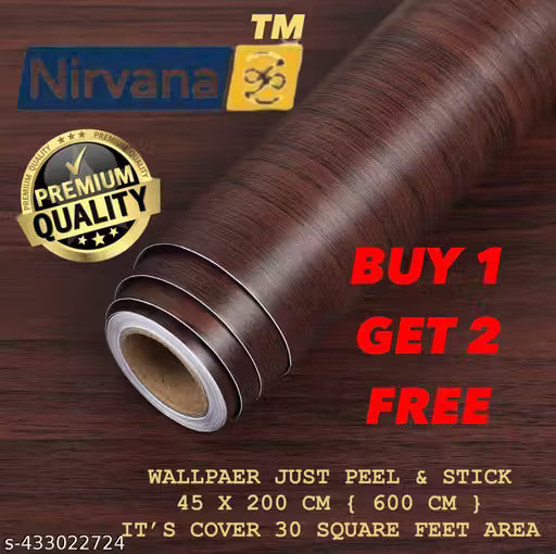 Nirvana Wall Decor Wallpaper - Self Adhesive - Like Sticker, Peel & Stick - Buy 1 Get 2 Free Wallpaper Pack Of 3 (BUY 1 GET 2 = Total 3 Rolls Of 45cm*200cm)