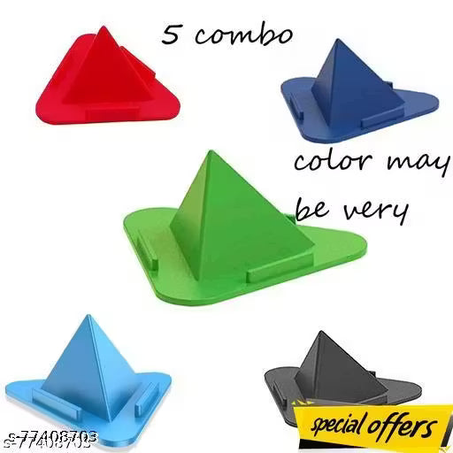 Panchanan's Portable Three-Sided Triangle Desktop Stand Mobile Paradise Universal Phone Pyramid Shape Holder Desktop Stand (Multi color) (Pack of 5)Mobile Holder