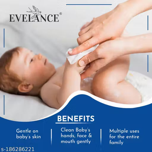 EVELANCE Ultra-Gentle Baby Wet Wipes Without Lid | Enriched with Aloe Vera | Paraben-Free | 72 Wipes per Pack (Pack of 12, Total 864 Wipes)