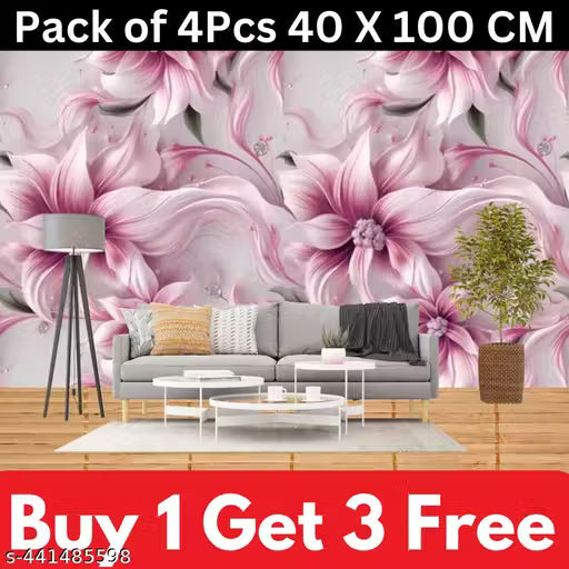 KWES Pack of 4pcs (Size 40 X 100Cm) Self Adhesive Wallpaper for Living Room Bed Room Kitchen Hall Peel and Stick Vinyl Wallpaper