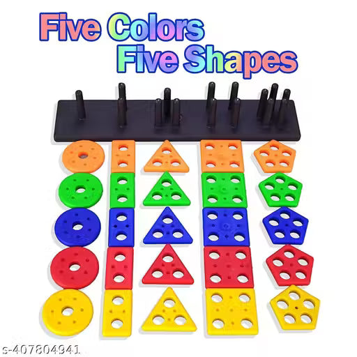 Strobine® Smart Activity Fun and Learning Geometrics, Sorter, Color Choose Stacking Block Game for Kids (Geometric Board)