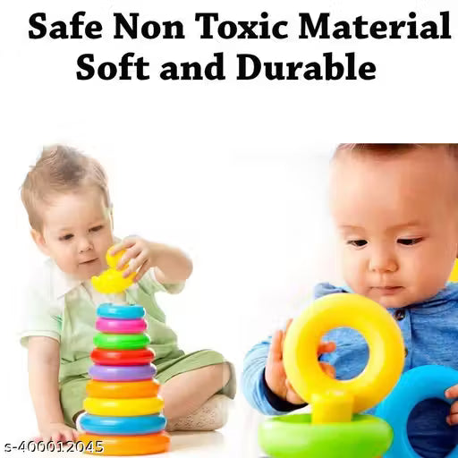 9 Ring Colorful Teddy Junior Rings with Smiley Stacking Play Set Toy for Kids 6 Month to 2 Year Baby's