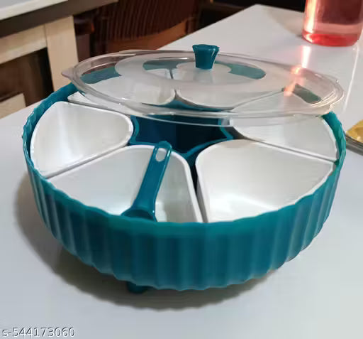 360° Rotating Masala Box for Kitchen | 7 Compartment Airtight Spice Organizer with Spoon | Plastic Masala Dabba for Indian Kitchen