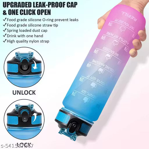 Water Bottle - 1000 ml Motivational Time Marker, Leakproof Durable BPA-Free Non-Toxic Sipper Water Bottle for Office, Gym & School, TIME MAKER WATER BOTTLE