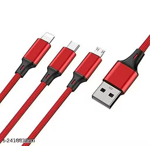 3.0A Fast Charger Cord, Multiple Charging Cable 4Ft/1.2m 3-in-1 USB Charge Cord with Phone/Type C/Micro USB for All Android and iOS Smartphones (Multicolor) (Pack of 1)