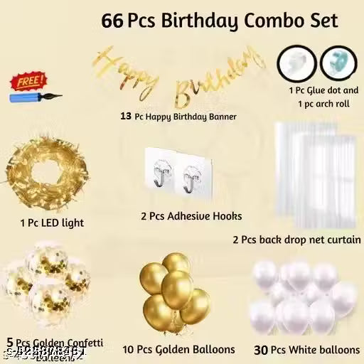 Happy Birthday Combo - 2pcs White Net Curtain