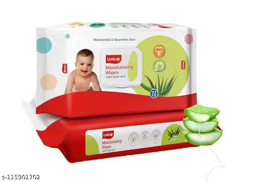 LuvLap Baby Moisturising Wipes with Aloe Vera, (72 wipes/pack with Lid Pack of 2)