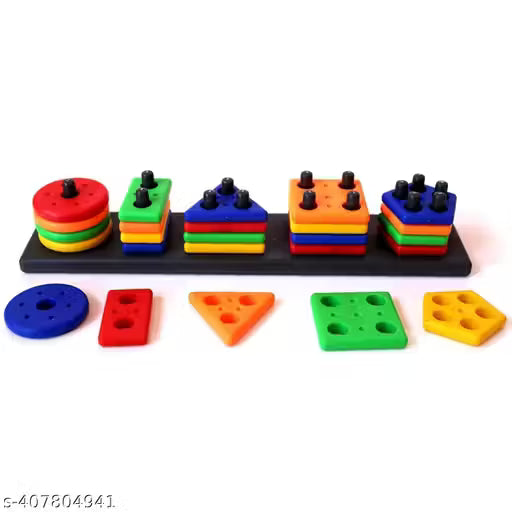 Strobine® Smart Activity Fun and Learning Geometrics, Sorter, Color Choose Stacking Block Game for Kids (Geometric Board)