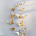 12pcs 3D Paper Gold Butterfly Decoration Items for Wall, Room, Bedroom, Living Room Decor, Golden Butterfly,