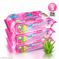 GLIDER Baby Wipes with Aloe Vera,Vitamin E & Mild Fragrance ( Pack of 3 (216 Wipes)