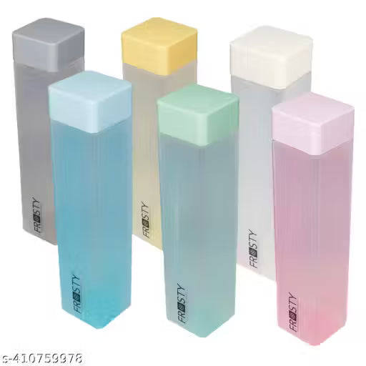 AQUA Frosty Plastic Food Grade Fridge Square Water Bottle Gift Set(6 pieces, 1L,Assorted) | 950 milliliter