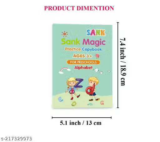 Shopia Magic Book (4 Book + 10 Refill + 1 Pen +1 Grip), Practice Copybook, Number Tracing Book for Preschoolers with Pen, Caligraphy early learning Set with Reusable Writing Refill