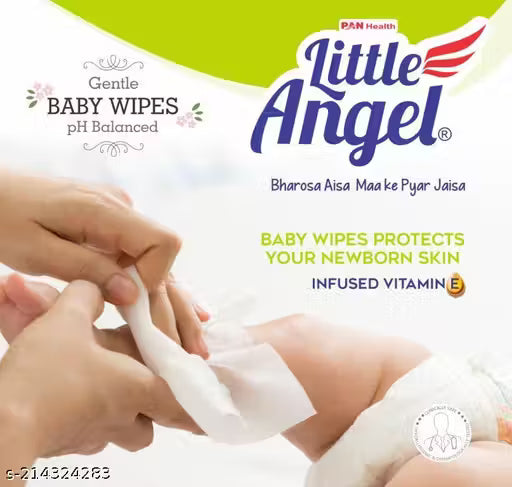 Little Angel Super Soft Baby Wet Wipes, 360 count with Aloe Vera & Vitamin E Extract, Lid pack, Pack of 5, 72 Count/Pack