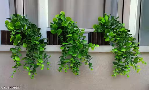 Ryme Pack Of 3 Falling Artificial Plants With Wooden Pot
