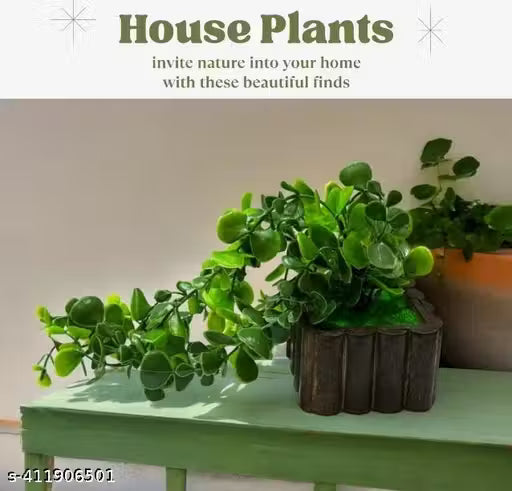 Ryme Pack Of 3 Falling Artificial Plants With Wooden Pot