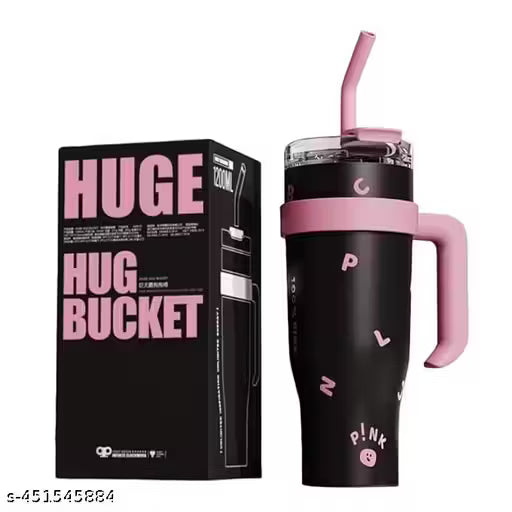 EZLIVING 40 oz Tumbler with Handle, Tumbler with Straw and Lid, Stainless Steel Vacuum Travel Coffee Mug Cup (Black)