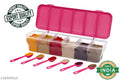 6-in-1 Masala Box for Kitchen, Airtight BPA-Free Plastic 6 Section Storage Container with 6 Spoons, 1800 ml Transparent Pickle Box for Spices, Dry Fruits, Snack (Pack of 1) (pink)