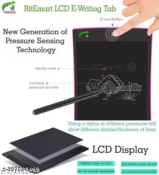 KANHA_ENTERPRISES DIGITAL paperless magic LCD SLATE & to do list NOTEPAD & TABLET SKETCH BOOK with PEN COLOR MULTILCD